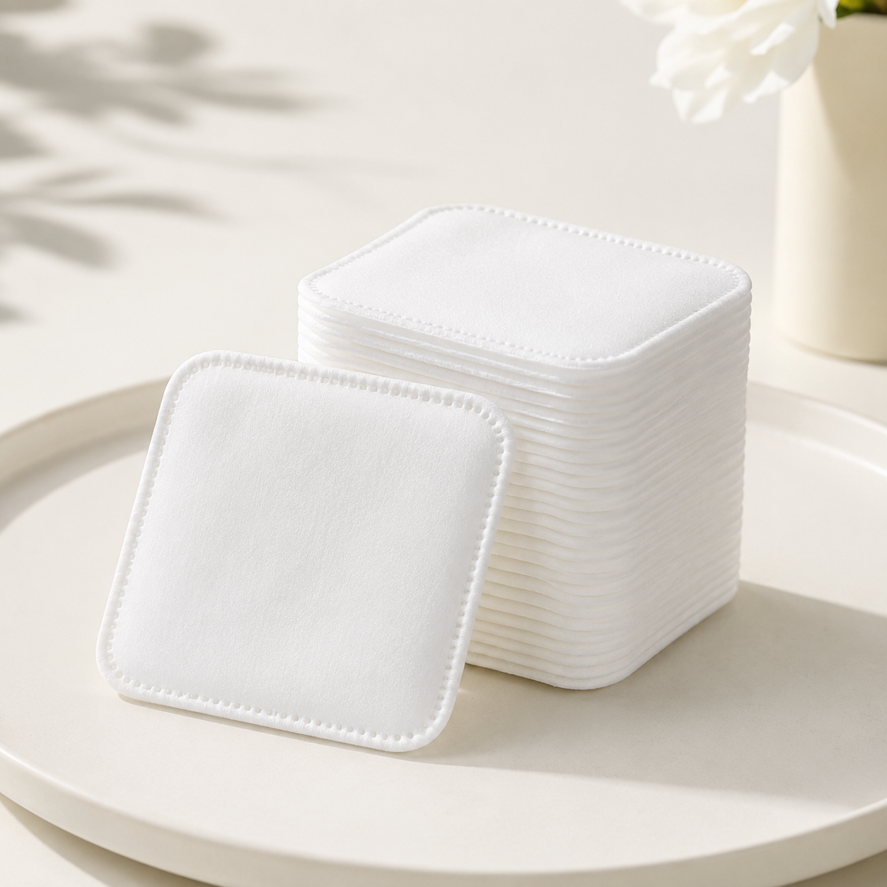 Wholesale 3 Layer Square Cotton Pads 6.8x7cm Double Sided Facial Cleansing Makeup Remover Pads 